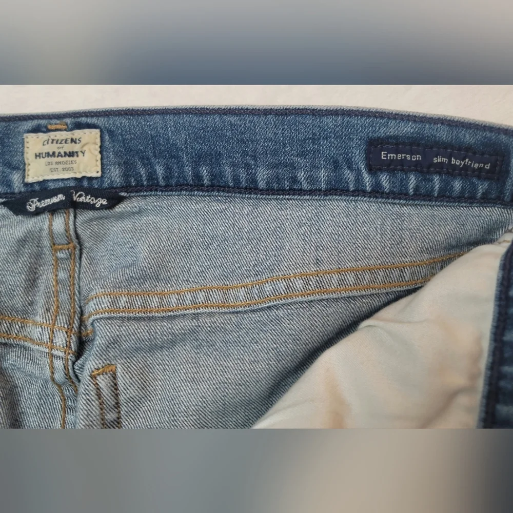 Citizens Of Humanity Emerson Slim Boyfriend Jean Sz 27 Distressed Raw Frayed Hem - Picture 12 of 15